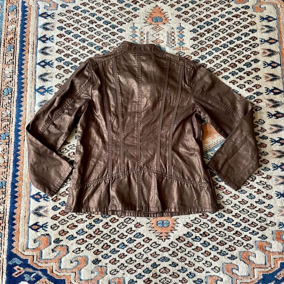 Coldwater Creek Bronze Button Collarless Military Jacket Blazer - Picture 5 of 5